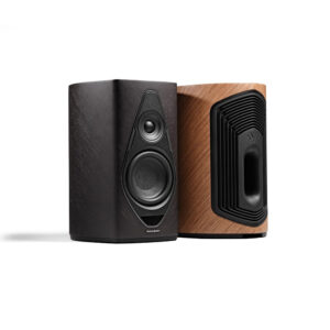 Sonus faber graphite en walnutt zijkant